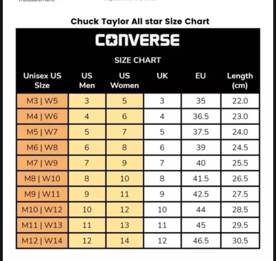 Chuck Taylor All Star Size Chart atelieryuwa.ciao.jp
