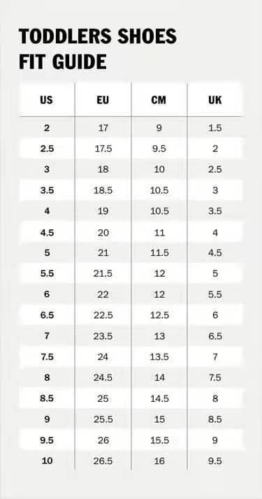 Vans baby shoes size chart clearance