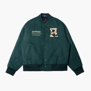 RickyIsClown Retro American Style Baseball Jacket (Green)
